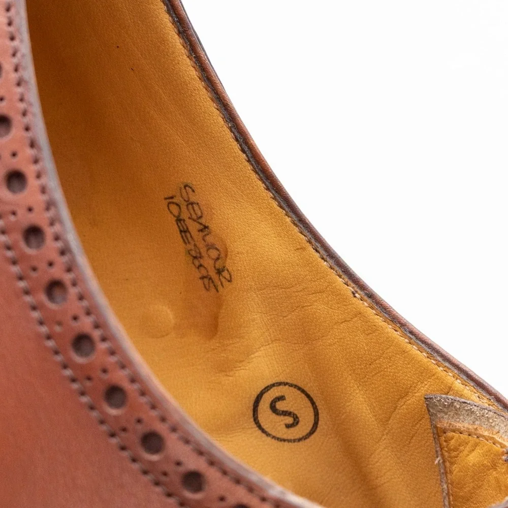 John‎ Lobb Oxford Shoes UK 10 E US 11 Brown Leather Brogue Punching SEYMOUR